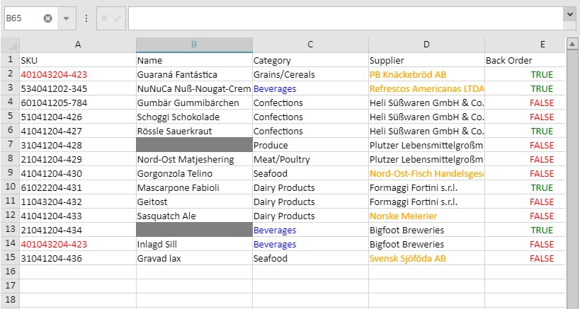 example of Ignite UI spreadsheet