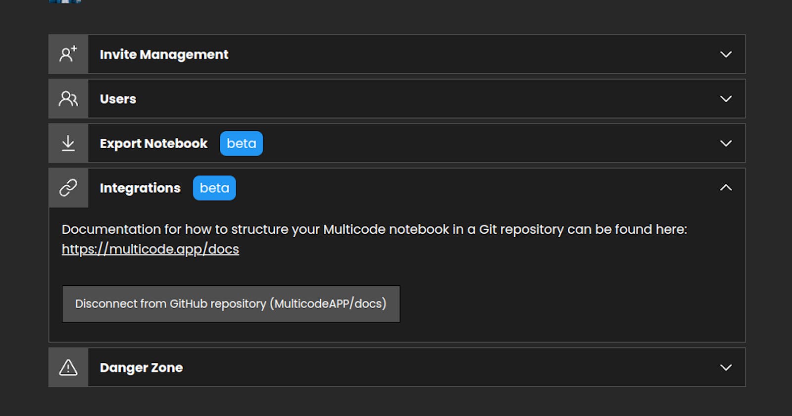 Multicode Notebook x Github integration
