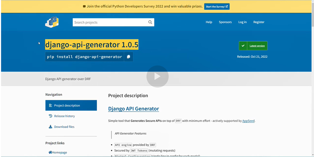Django API Generator (free tool for developers) - Video Presentation