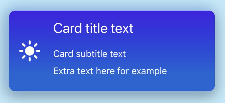 Card component with shadow, text and gradient