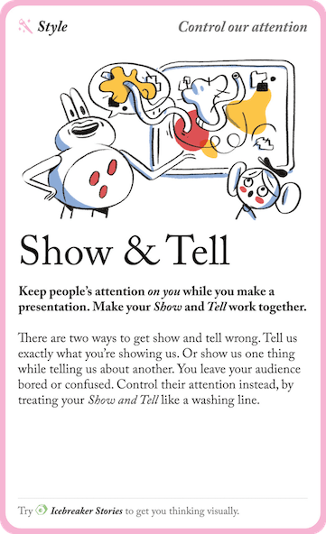 Show and Tell card front