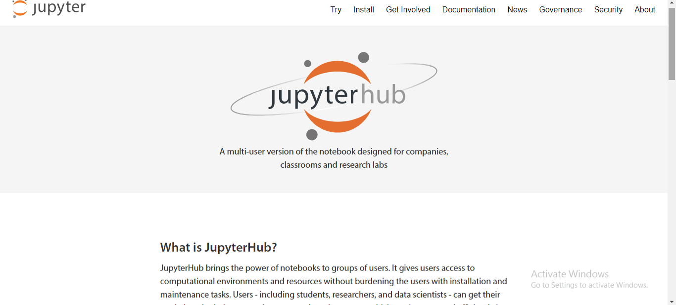 A screenshot showing the JupyterHub homepage.png