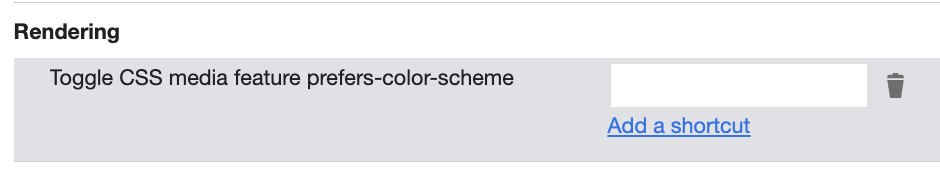 Toggle CSS color scheme shortcut