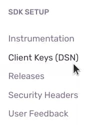 Client Keys (DSN) in Sentry administration