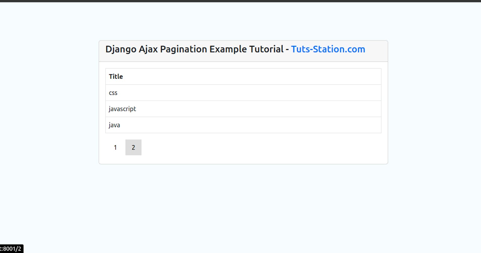 Django Ajax Pagination Example Tutorial
