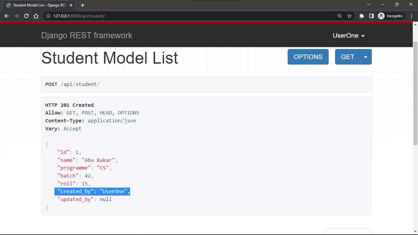Look at the data, automatically added logged user info to created_by field