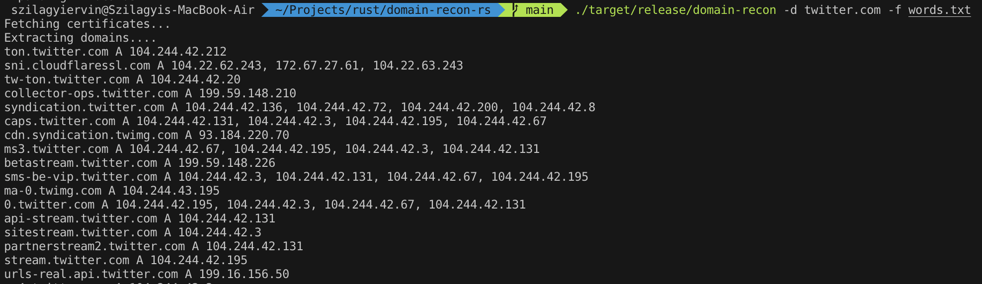 Certificate Parsing with `domain-recon`