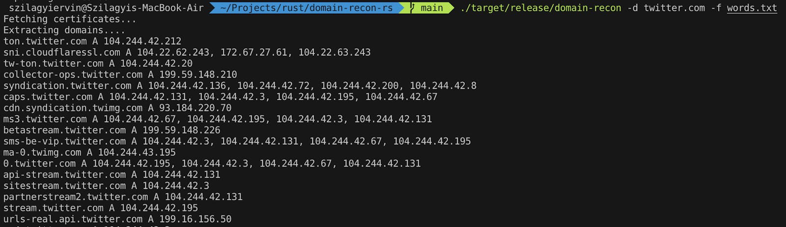 Certificate Parsing with `domain-recon`