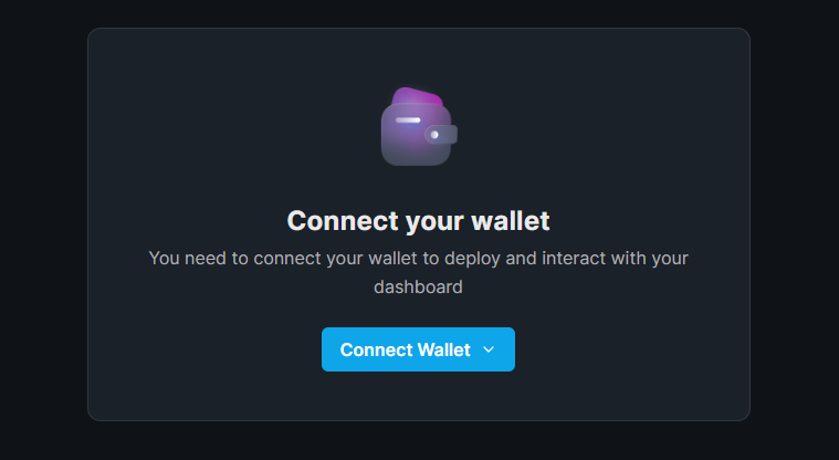 Connect wallet to thirdweb dashboard