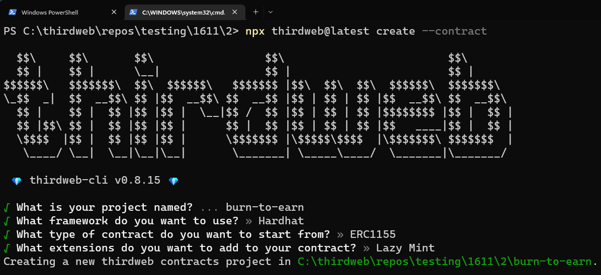 npx thirdweb create --contract