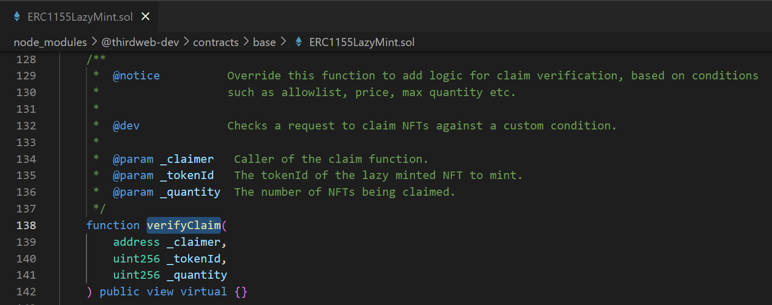 Default verify claim function