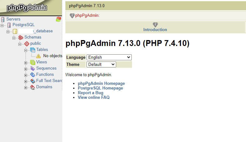 iphpPgAdmin dashboard.png