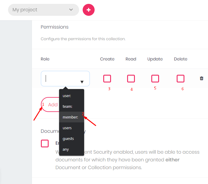 screenshot of setting permissions