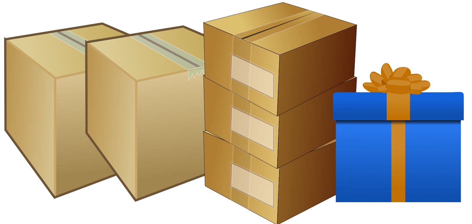 Different boxes, with different colors and sizes