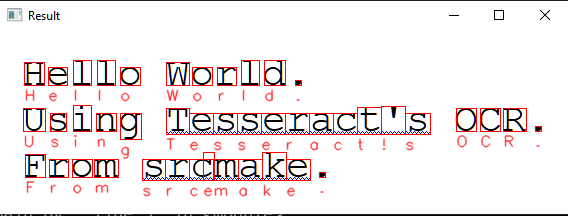 example showing tesseract ocr text recognition