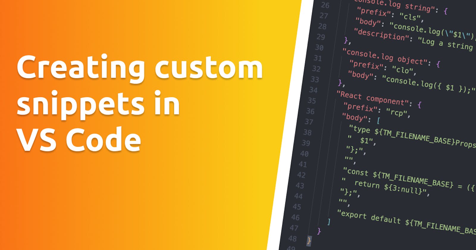 Creating custom snippets in VS Code