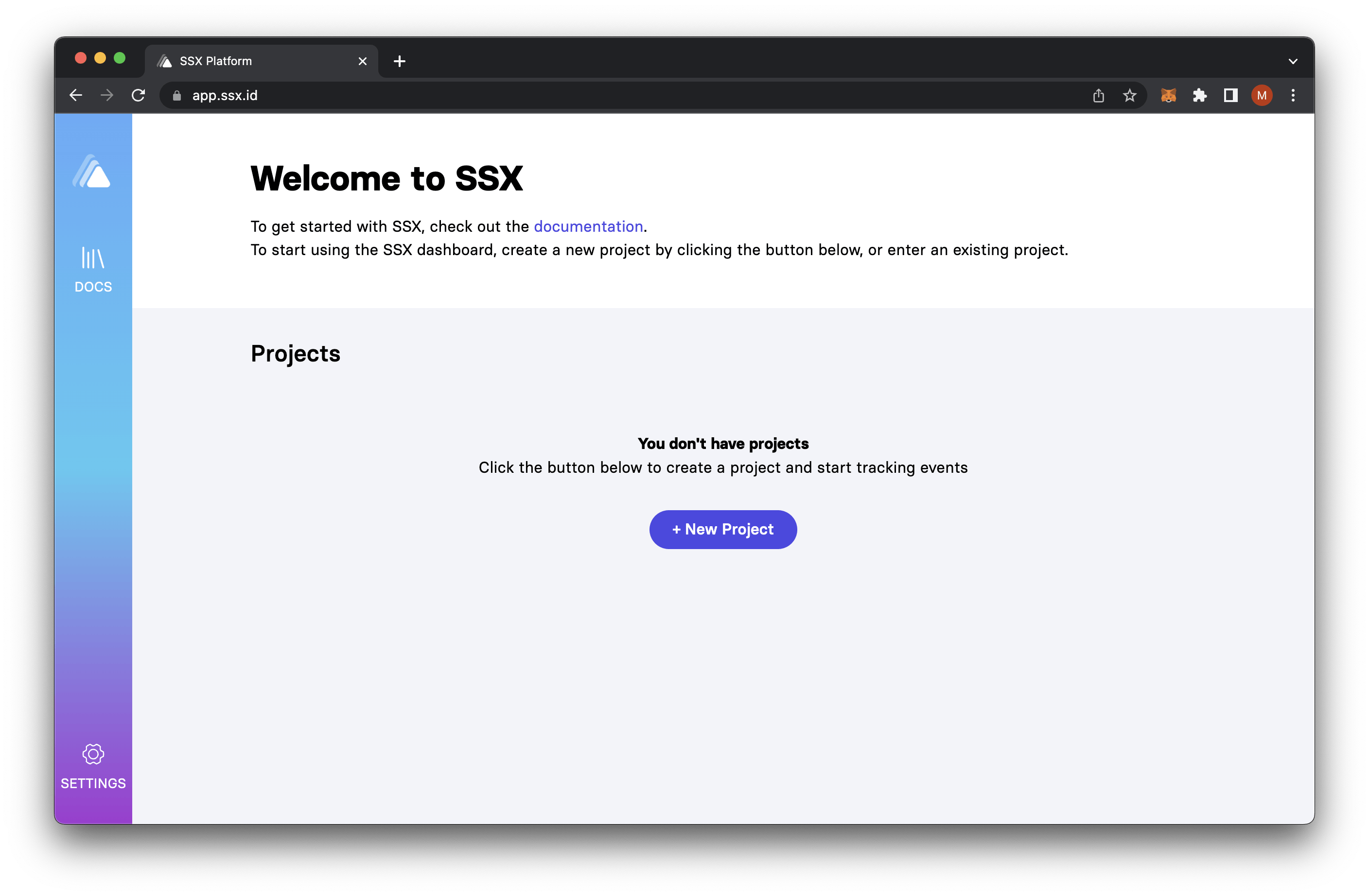 SSX App Create Your First Project