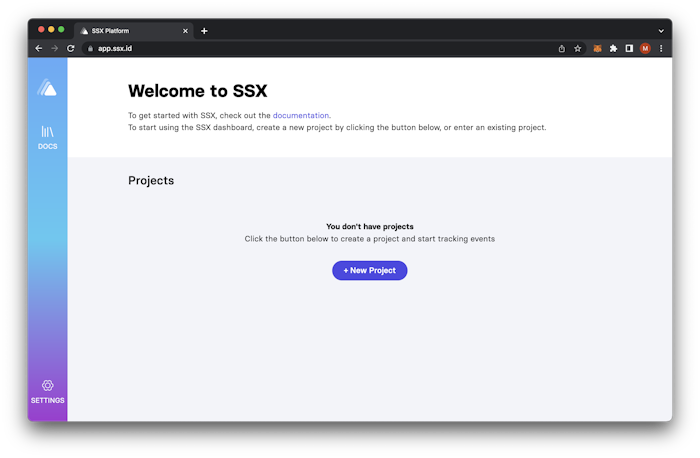 SSX App Create Your First Project