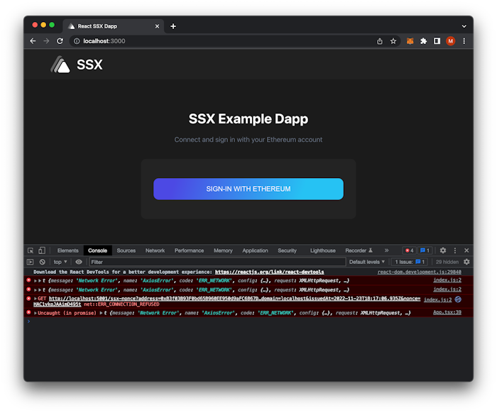 SSX Example Dapp SIWE No Longer Working