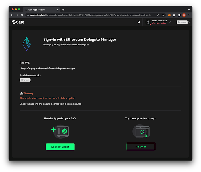 Safe Sign-In With Ethereum Delegate Manager