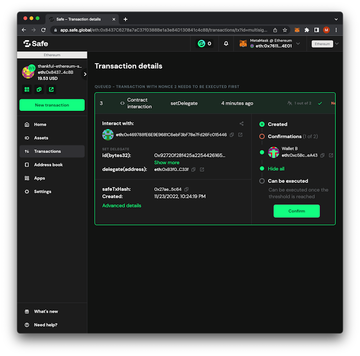 Safe Wallet - Transactions Queue