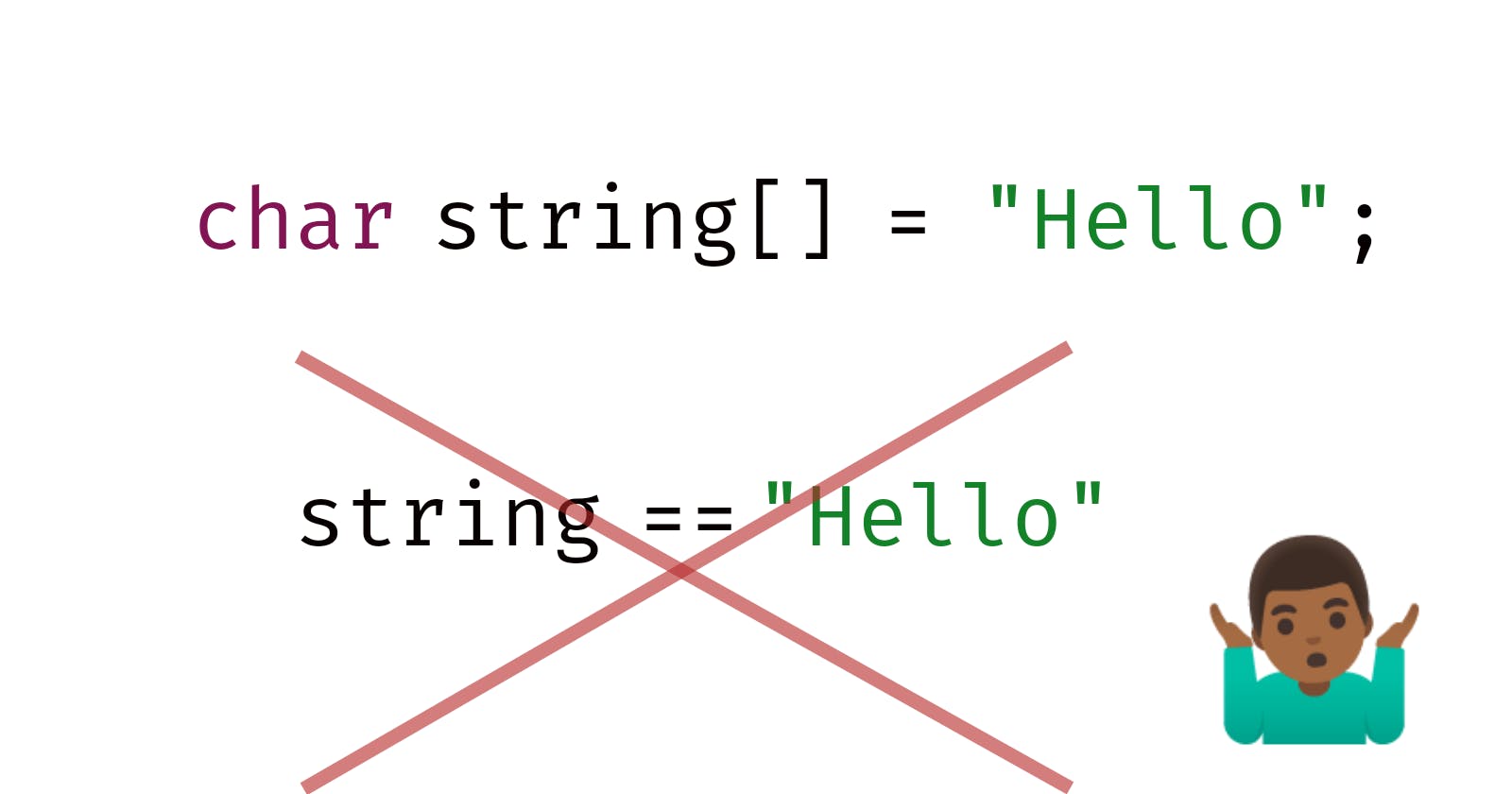 Why == doesn't work on strings in C