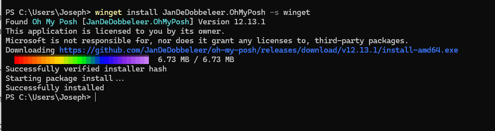 Installing oh-my-posh using winget