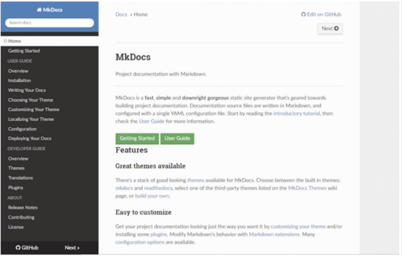 Technical Documentation via MkDocs