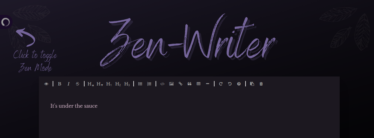 Screenshot of the Website Zen Writer