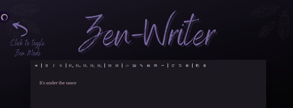 Screenshot of the Website Zen Writer