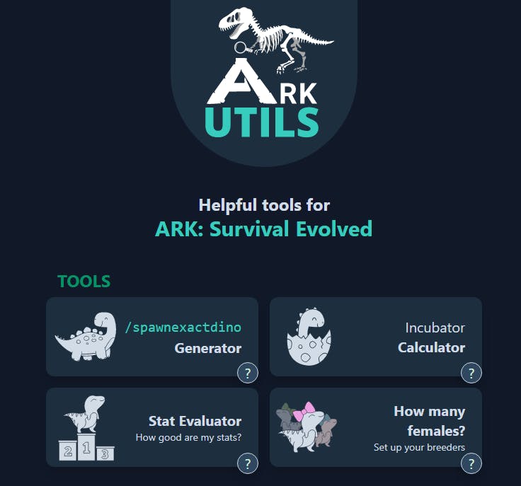 Screenshot of the website ARK Utils