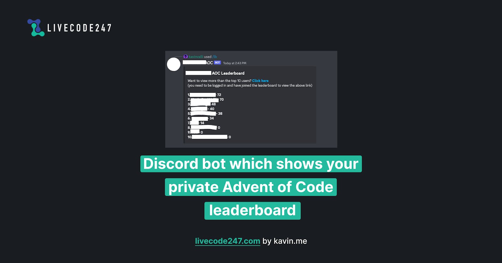 Discord bot which shows your private Advent of Code leaderboard