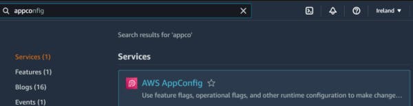 Search for AWS AppConfig in the AWS Console