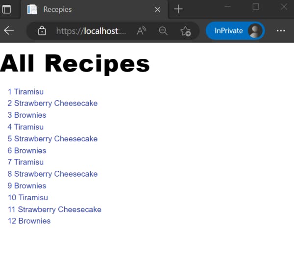Recipe List with pagination OFF