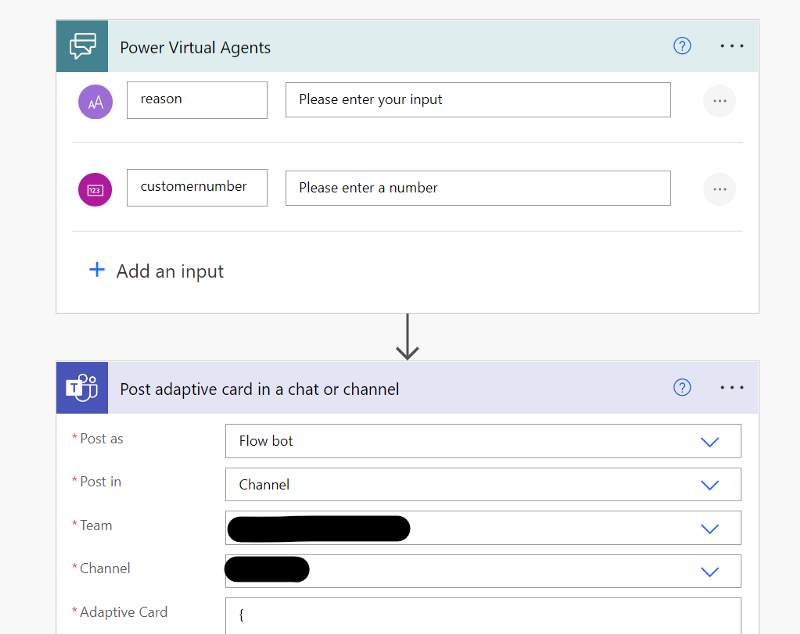 Figure 23: Add “Post adaptive card in a chat or channel” action