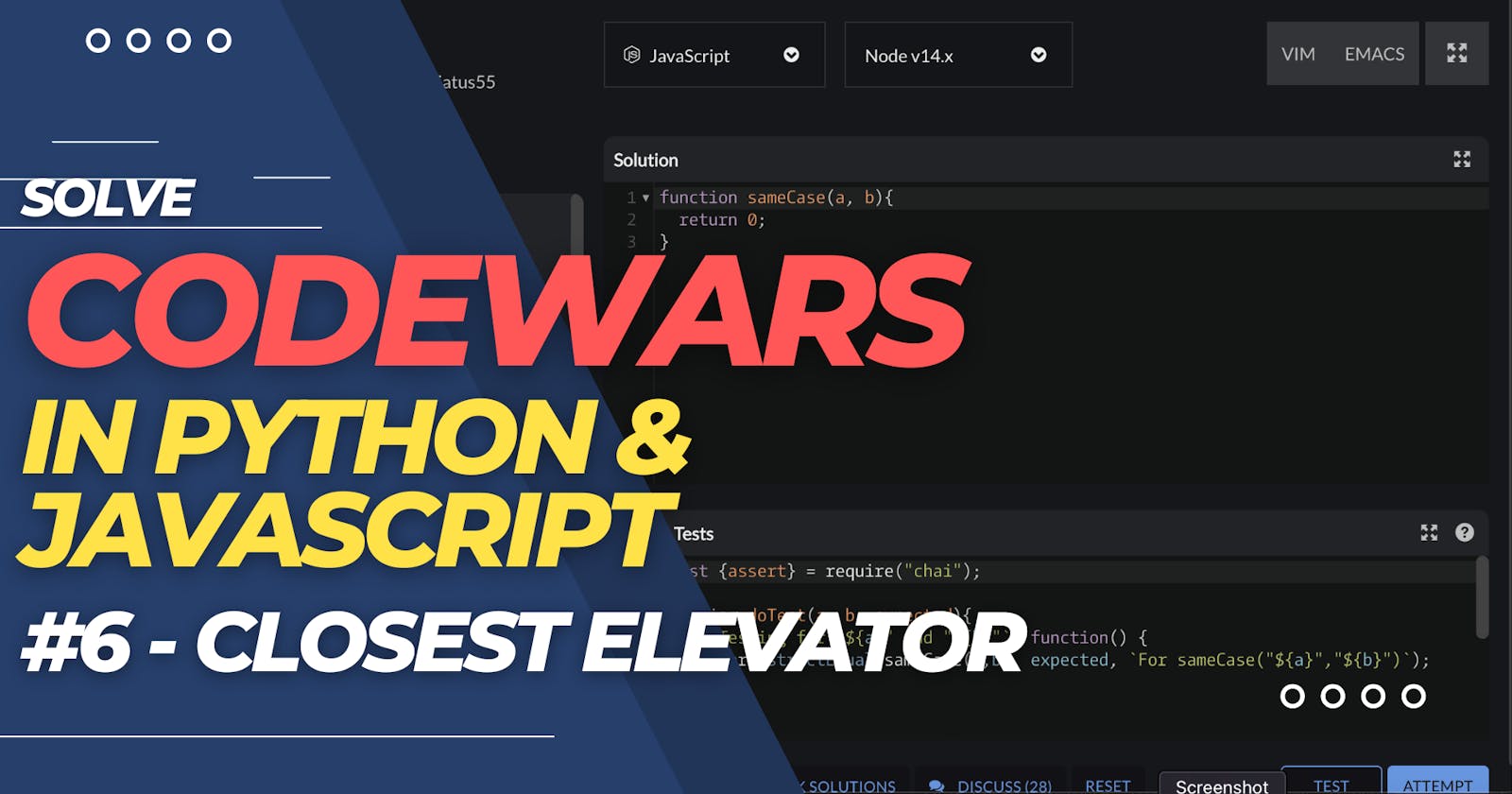 CODEWARS #6 - Closest Elevator (solved in Python & Javascript)