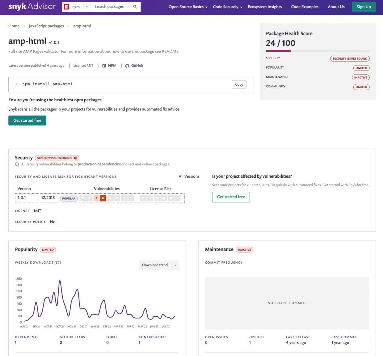 Use the Snyk Advisor to learn more about amp-html npm package health score, popularity, security, maintenance, versions and more.