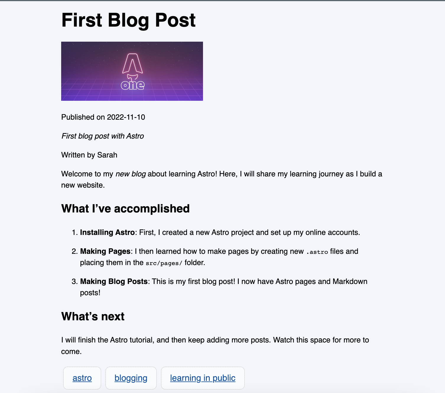 Blog Post example