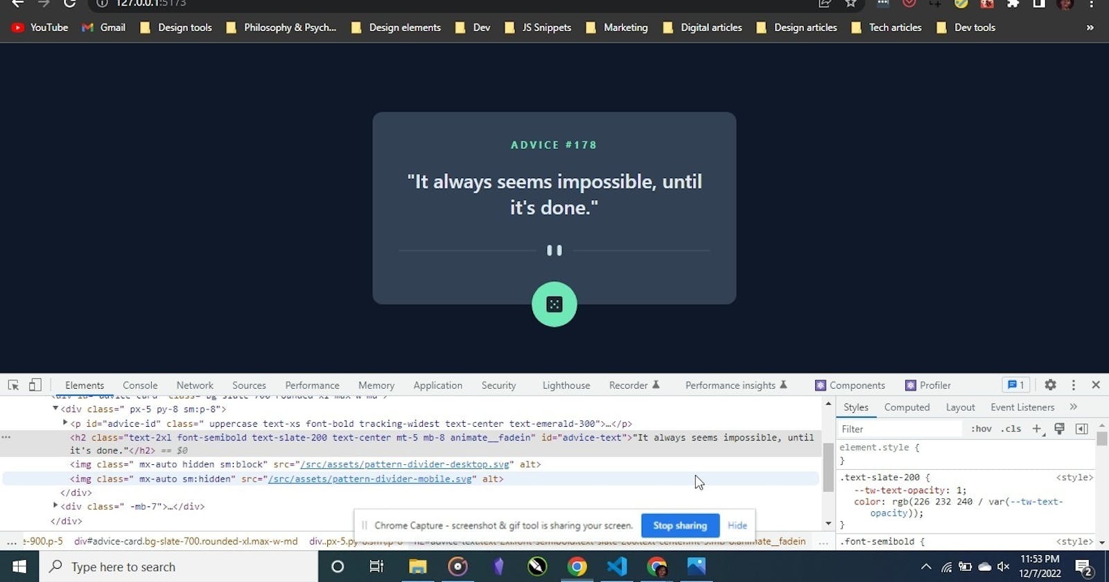 I built an Advice Generator using React and TailwindCSS, here's how I built this