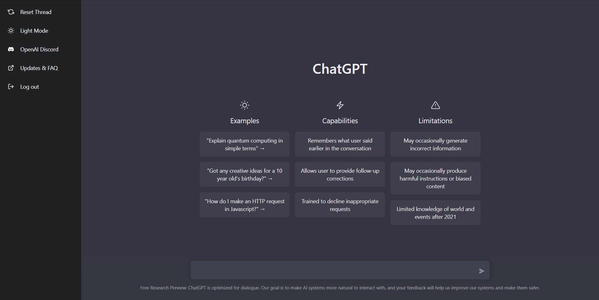 ChatGPT Home Screen screenshot