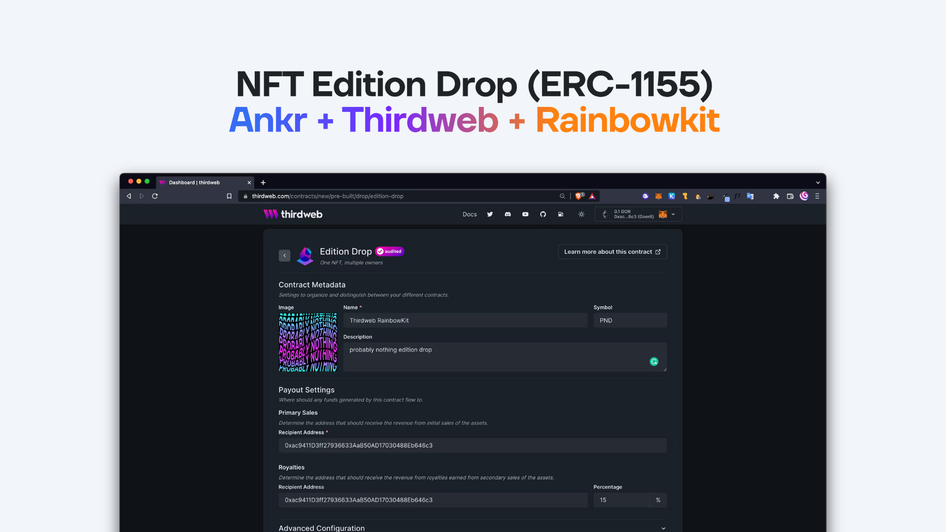 How to build an NFT minting site with RainbowKit + Next.js + thirdweb ...