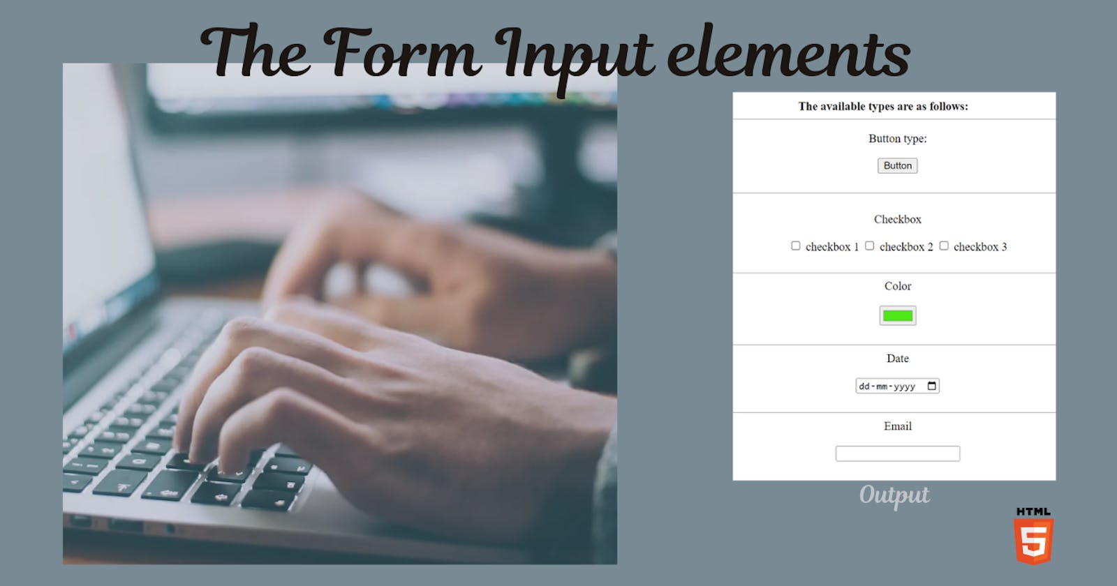 The Input (Form Input) element in Html