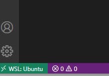 Remote window indicator showing an active remote connection with Ubuntu on WSL