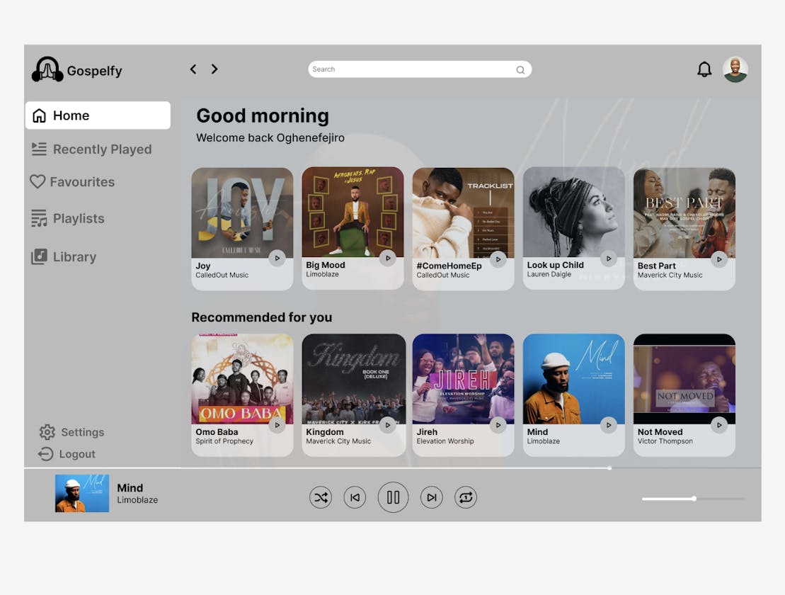 Task 1 (UI/UX) : The Music Player design