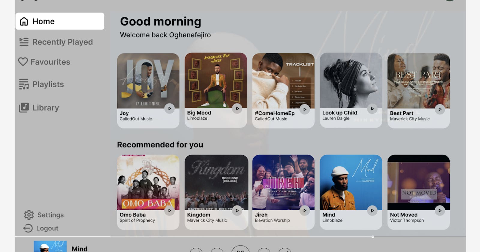 Task 1 (UI/UX) : The Music Player design