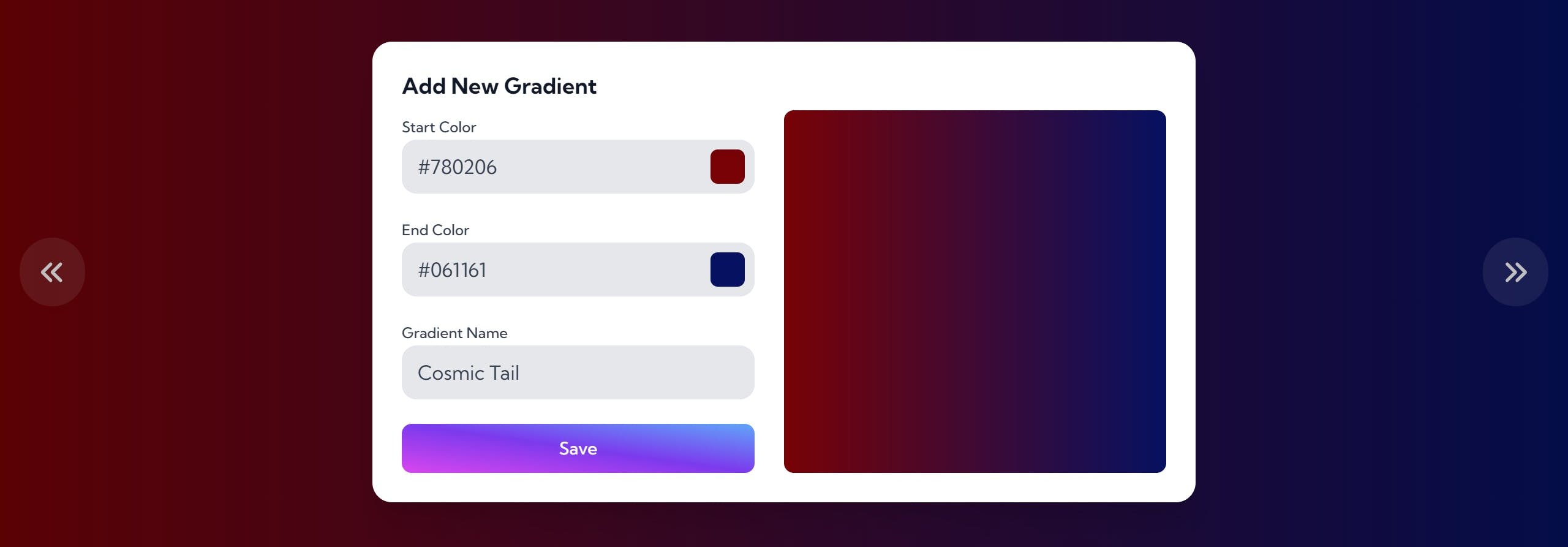 Add new gradient form modal