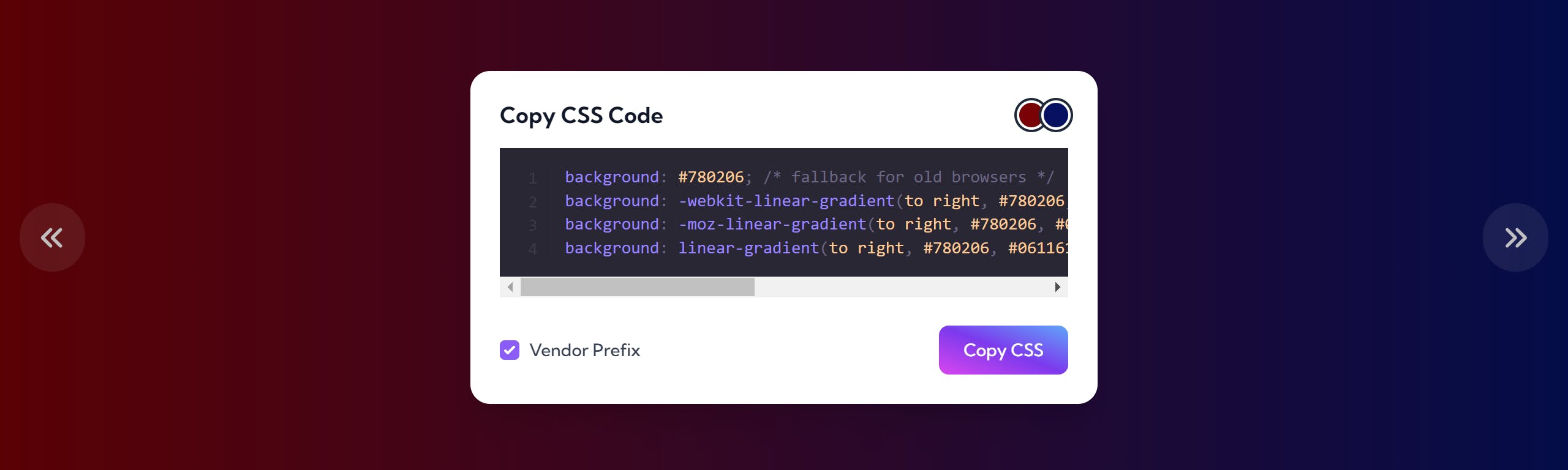 Copy css code modal