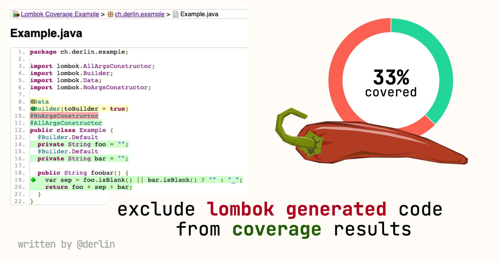 Exclude lombok generated code from test coverage (JaCoCo/SonarQube)