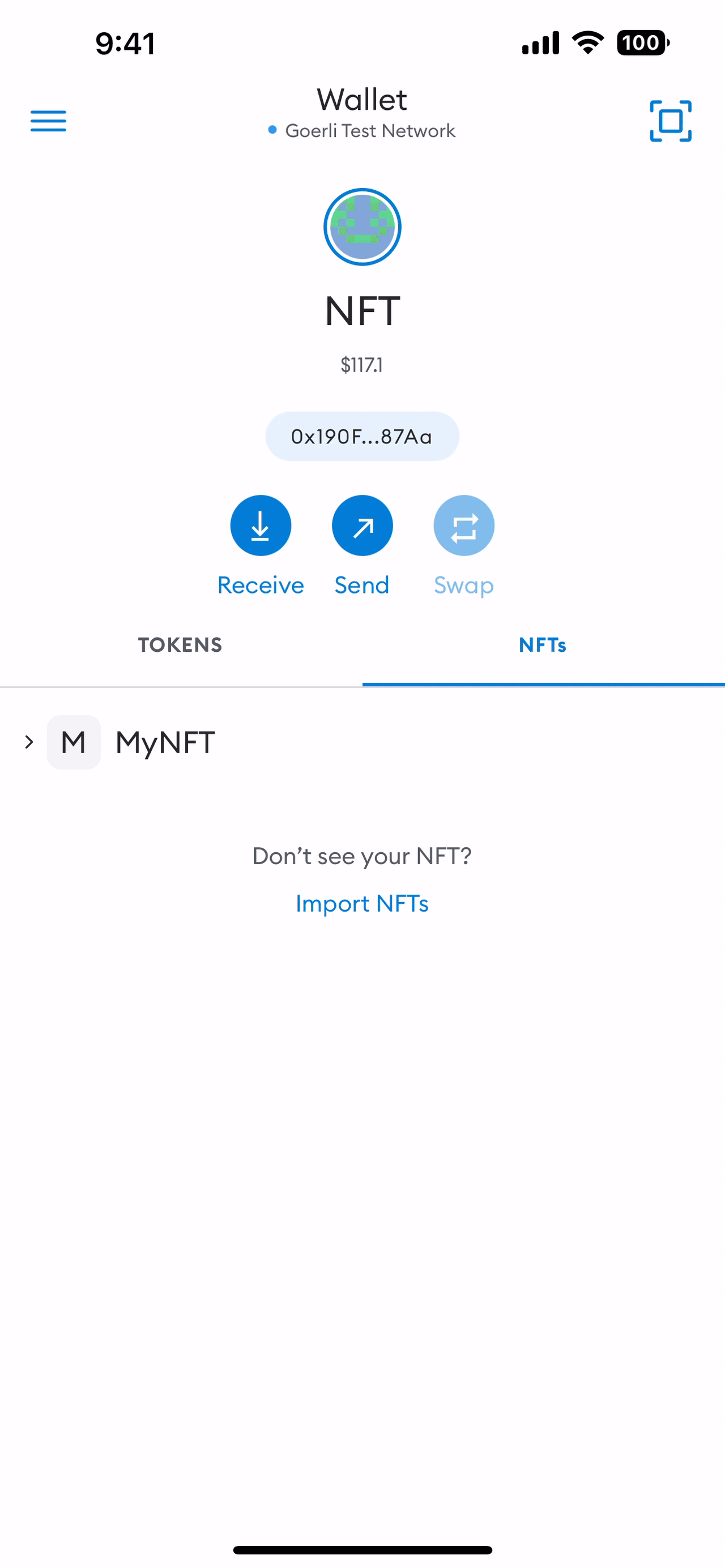 Add the NFT to your Metamask Mobile Wallet