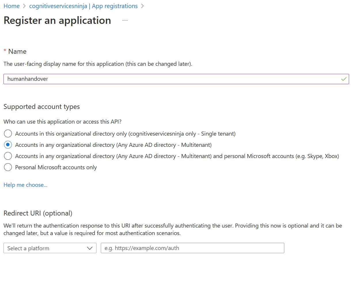 Figure 12: Configure App registration
